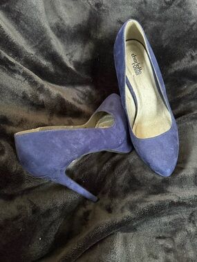 Charlotte Russe Deep Blue Suede Pointed-Toe Stilettos